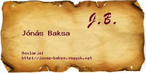 Jónás Baksa névjegykártya